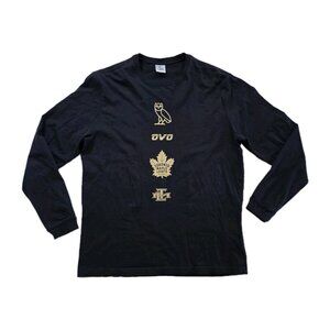 OVO Toronto Maple Leafs Graphic Print T Shirt Mens L Black Gold Stanley Cup NHL